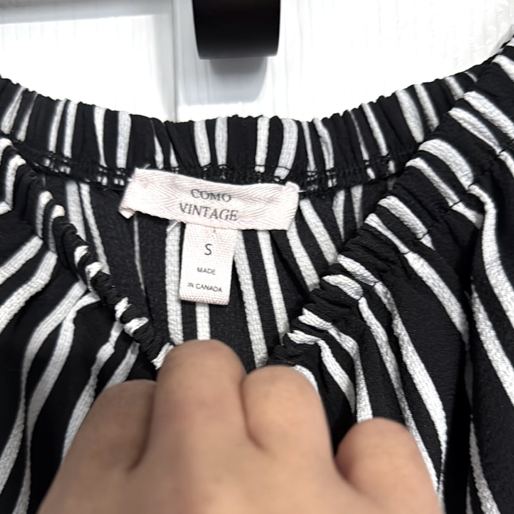 2 for $20✨Como Vintage Striped Off-Shoulder Midi Dress | Size Small - Picture 6 of 6
